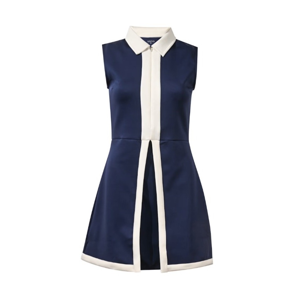 Veeva Women Navy Blue White Sleeveless Golf Tennis Dress Size Small NWT
